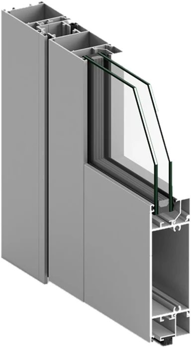 Coupe du profilé aluminium STRUGAL S45C, porte aluminium coplanaire pour passages fréquents