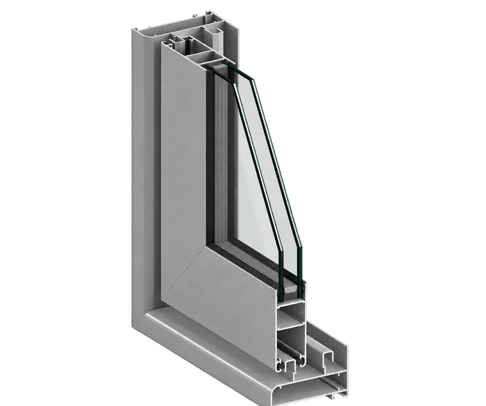 Coupe du profilé aluminium STRUGAL S70P, coulissant aluminium économique, dormant de 70 mm