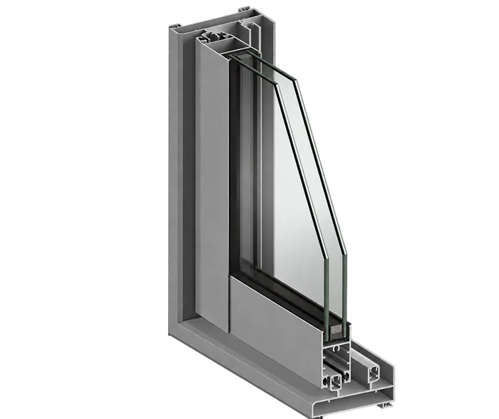 Coupe du profilé aluminium STRUGAL S70R, coulissant aluminium léger, dormant de 45 mm