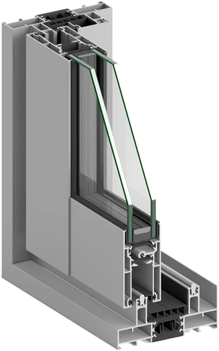 Coupe du profilé aluminium STRUGAL S88RP élevable, levant-coulissant aluminium à rupture de pont thermique