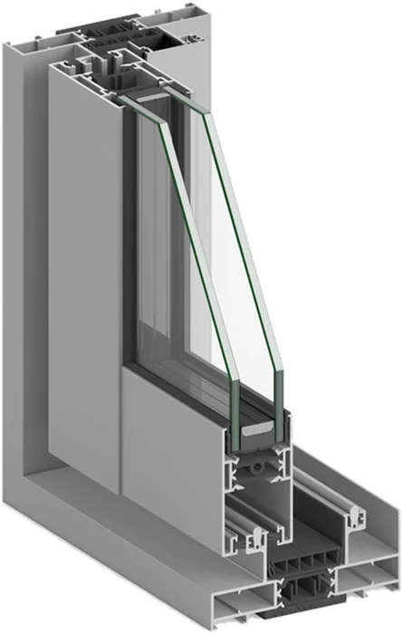 Coupe du profilé aluminium STRUGAL S88RP Prime, coulissant aluminium premium à rupture de pont thermique