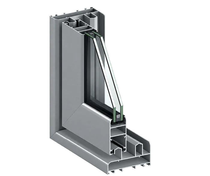 Coupe du profilé aluminium STRUGAL S90P, coulissant aluminium de base, dormant de 90 mm